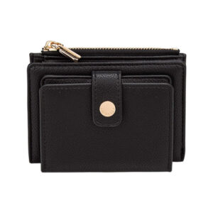 Porte-monnaie compact Diana&Co avec fermoir pressionné et poche zippée, conçu en matière texturée et pensé pour un rangement pratique au quotidien.