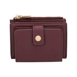 Porte-monnaie compact Diana&Co avec fermoir pressionné et poche zippée, conçu en matière texturée et pensé pour un rangement pratique au quotidien.