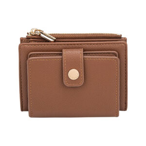 Porte-monnaie compact Diana&Co avec fermoir pressionné et poche zippée, conçu en matière texturée et pensé pour un rangement pratique au quotidien.