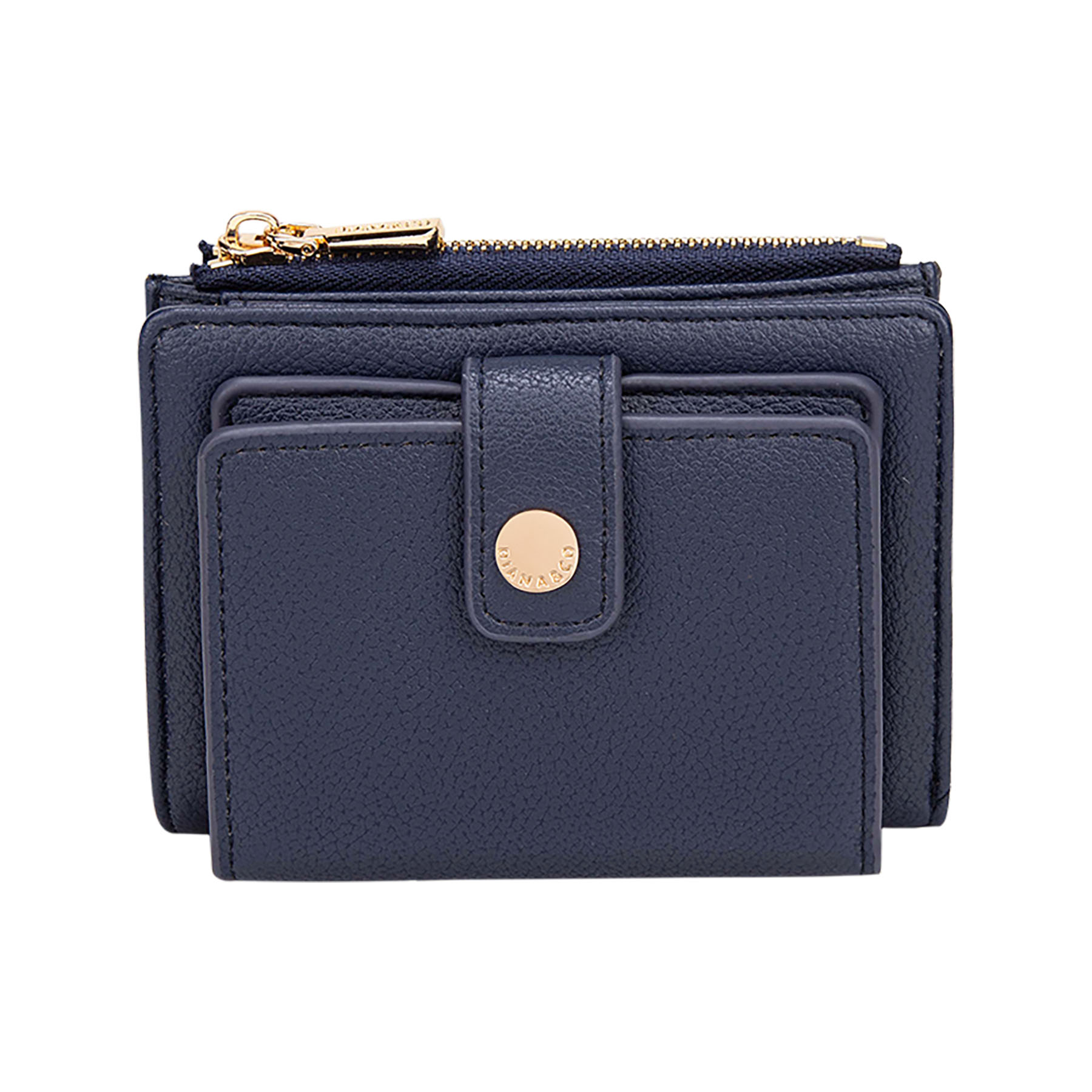 Porte-monnaie compact Diana&Co avec fermoir pressionné et poche zippée, conçu en matière texturée et pensé pour un rangement pratique au quotidien.
