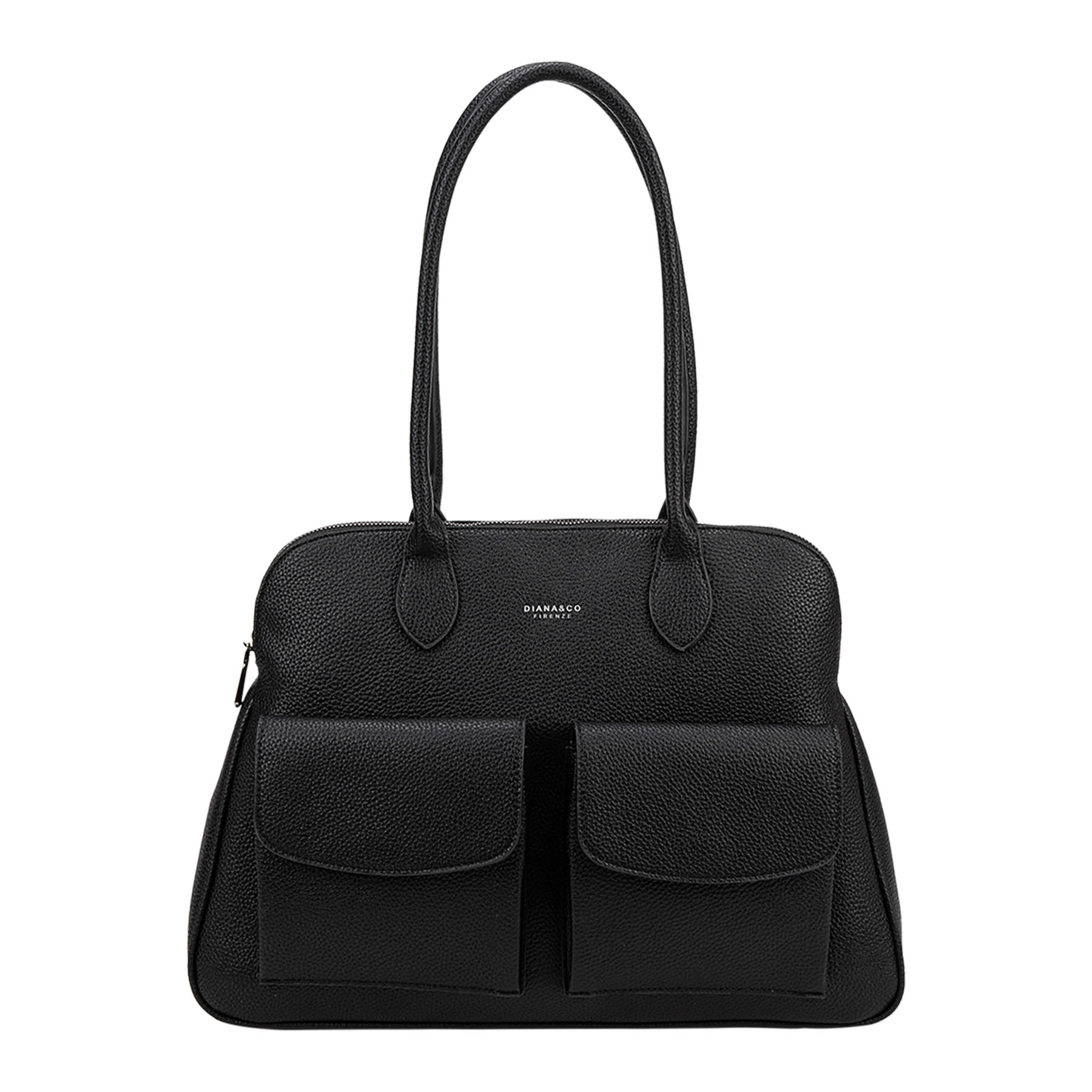 Sac à main structuré avec deux poches frontales et longues anses, signé Diana&Co.