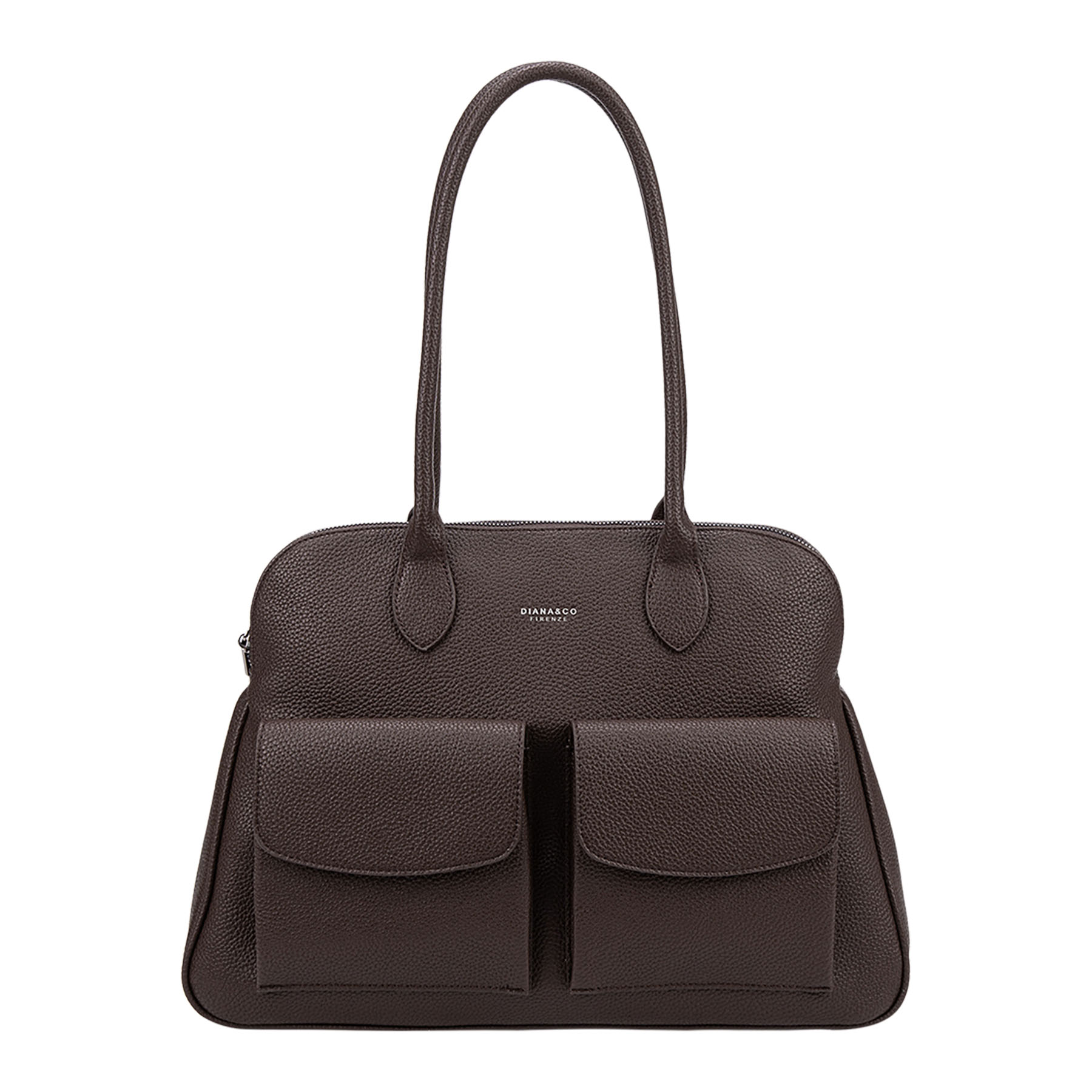 Sac à main structuré avec deux poches frontales et longues anses, signé Diana&Co.