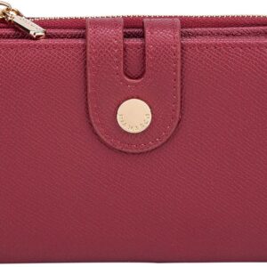 Accessoire compact Diana&Co effet suède, silhouette arrondie, compartiment zippé sécurisé et poche avant à bouton pour organiser monnaie et cartes.