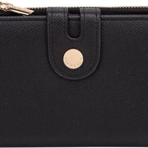 Accessoire compact Diana&Co effet suède, silhouette arrondie, compartiment zippé sécurisé et poche avant à bouton pour organiser monnaie et cartes.